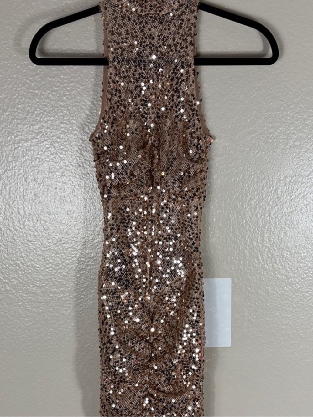 Delfi Collective Avelie Ruched Sequin Dress in Nude - Picture 5 of 15